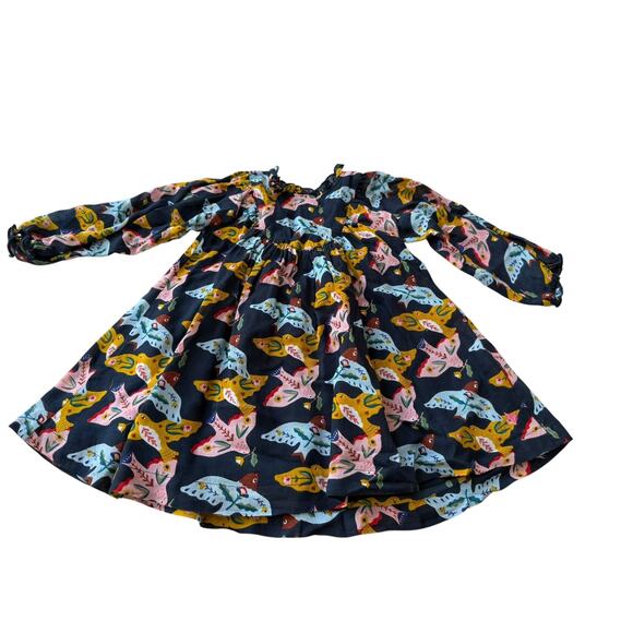 Pink Chicken Girl's Blue Folk Bird Brayden Dress Size 2Y - Picture 3 of 5